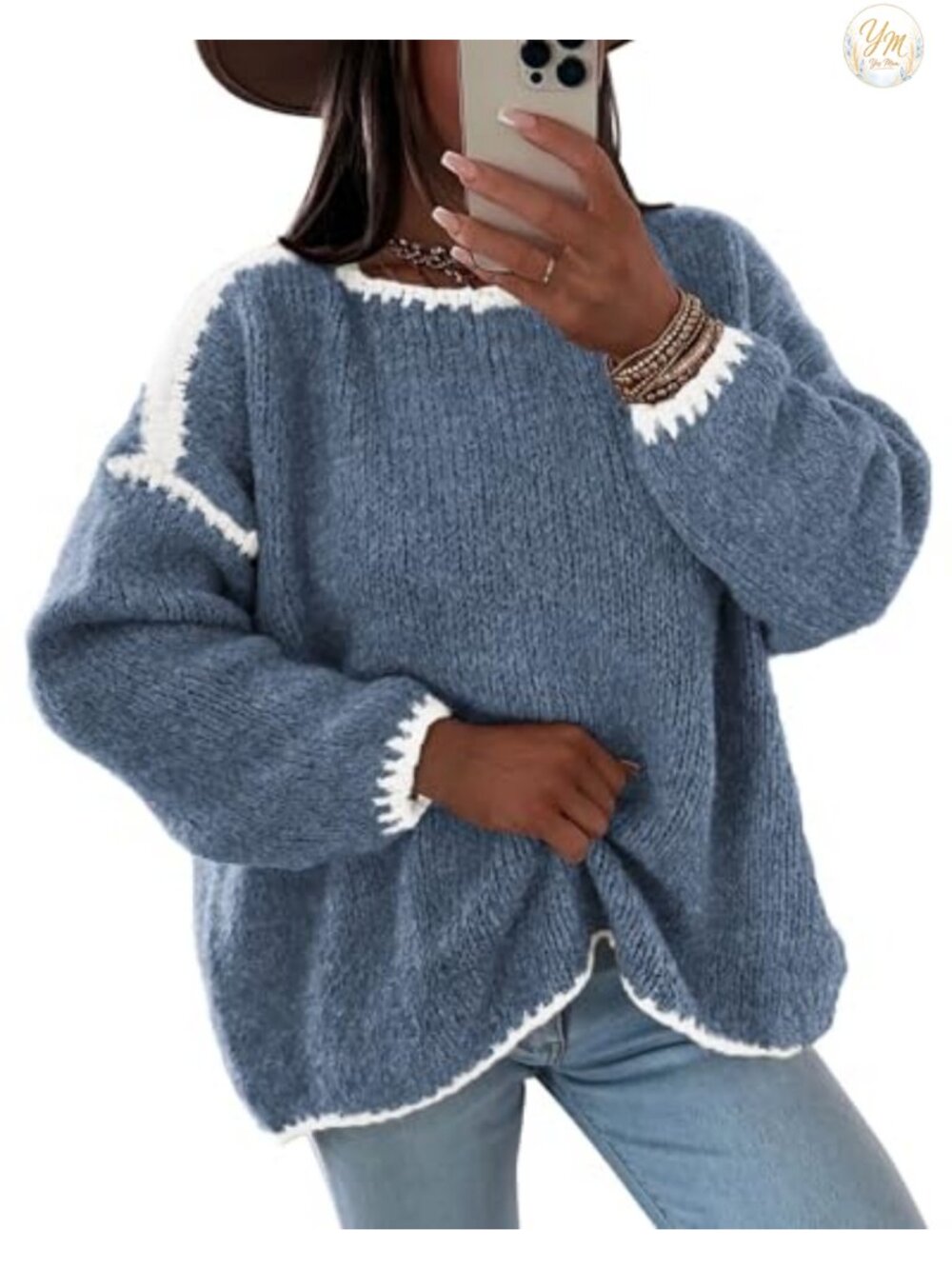 Oversized Chunky Knit Pullover Sweater Women Long Sleeve Crew Neck Cozy Fall